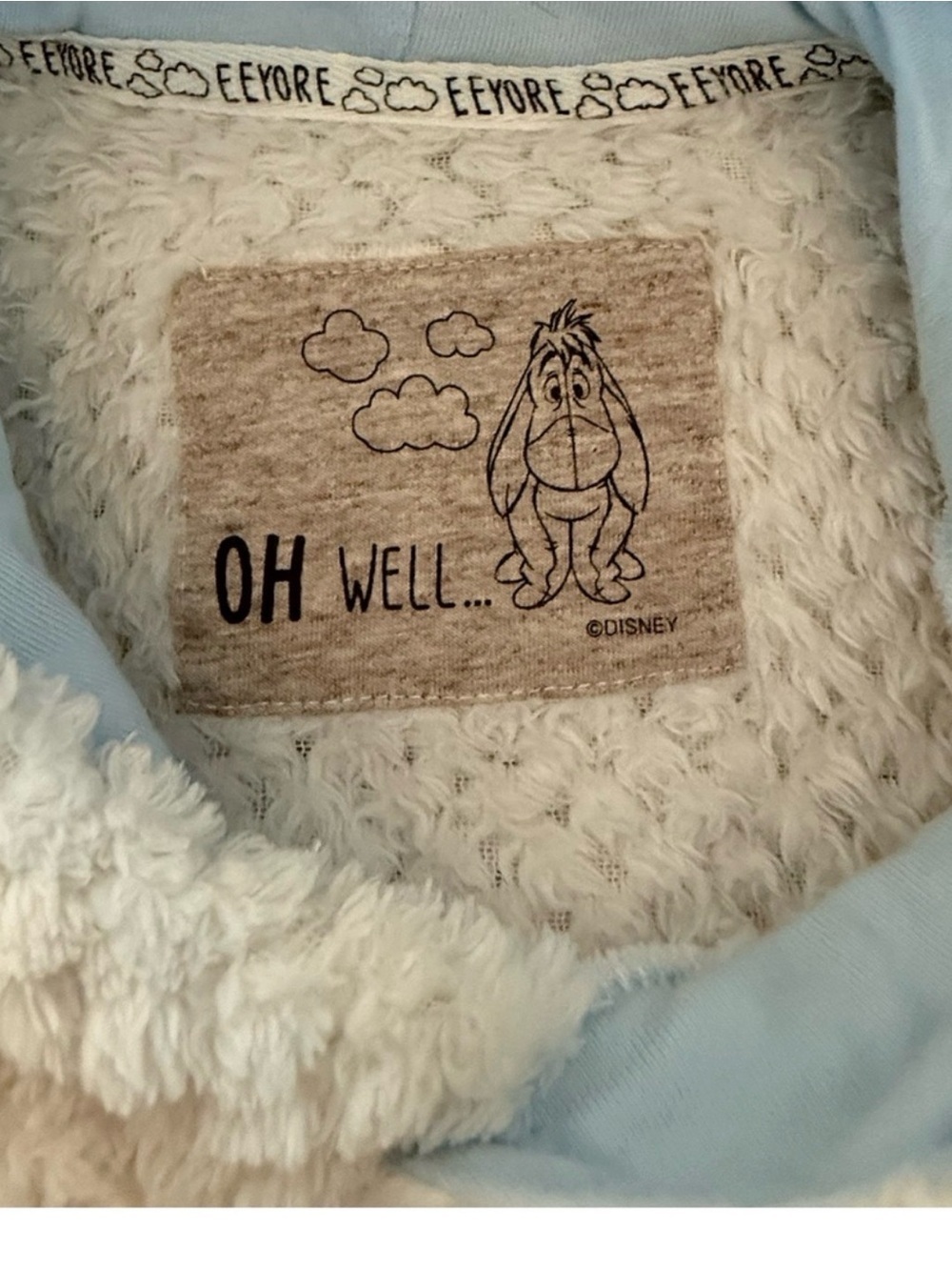 Disney Eeyore Sherpa Hoodie Pullover M I’d Rather Be In Bed Cozy Plush - Picture 8 of 13